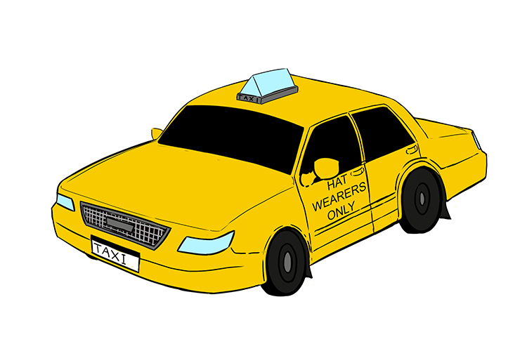 A picture of a taxi that in this context shows form, structure and shape known as morphology